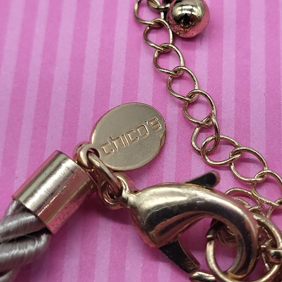 Chico's Enya Short Geo Bib Necklace Gold Tone Gems - Picture 7 of 9